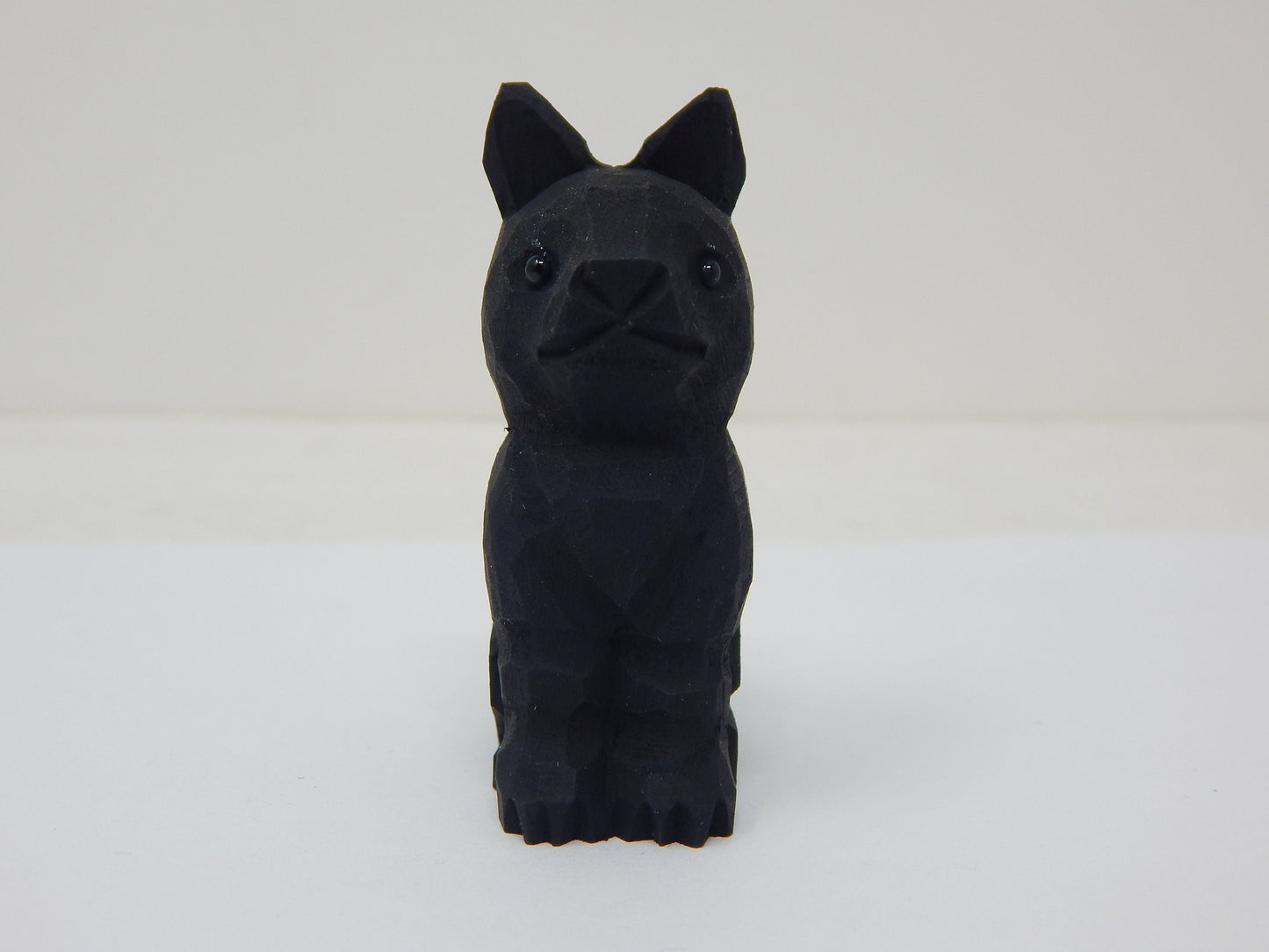 Black Cat Figurine Handmade Wood Carved Small Statue Halloween Decor Pet Craft Miniature Animal