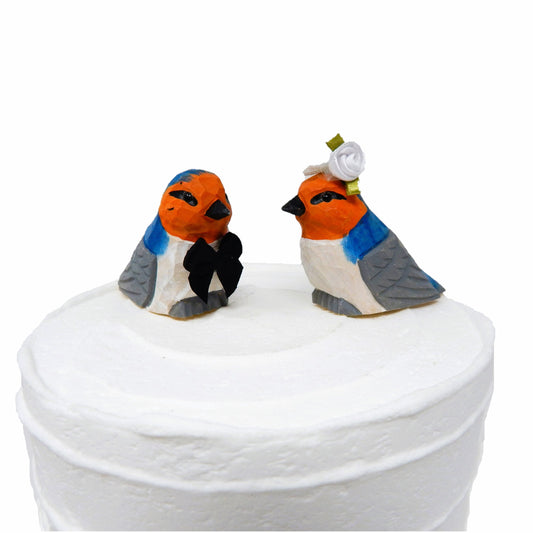 Barn Swallow Love Bird Cake Topper Bride & Groom Wedding Engagement Anniversary Carved Wood Statue