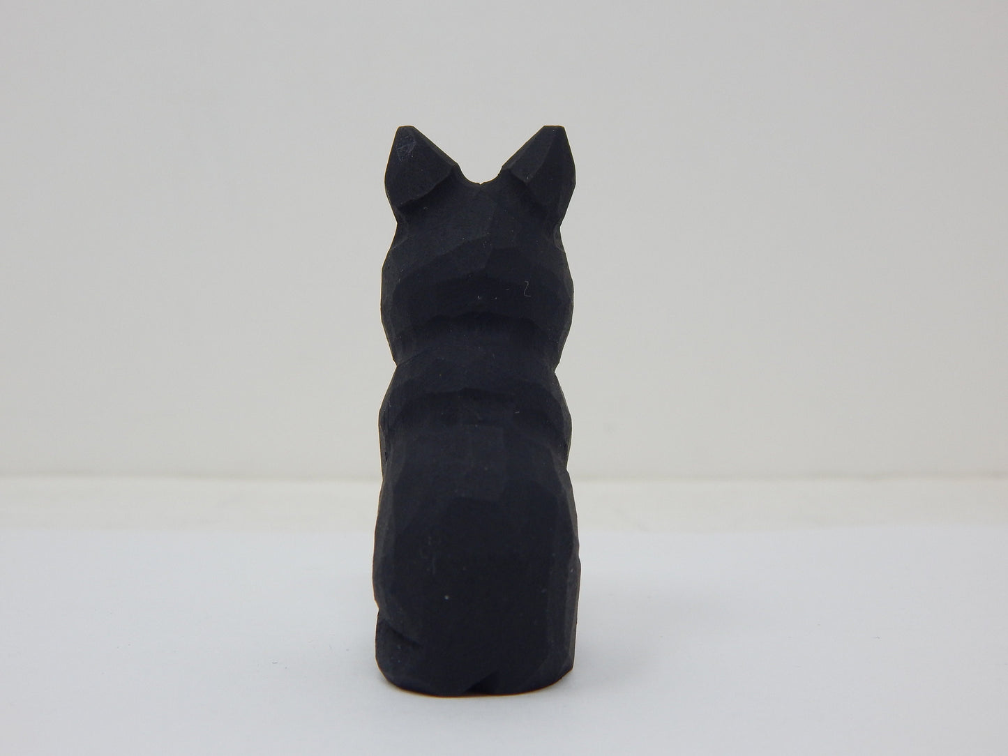 Black Cat Figurine Handmade Wood Carved Small Statue Halloween Decor Pet Craft Miniature Animal