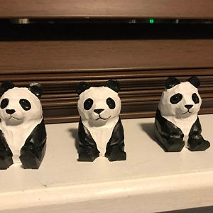 Panda Bear Small Wooden Figurine Statue Carving Handmade Decor Miniature Animals