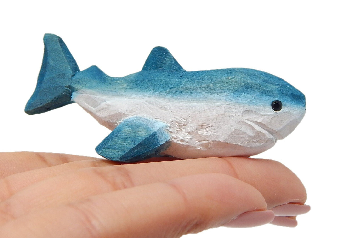 Great White Shark Figurine Miniature Sea Animal Decoration Wood Sculpture Statue Cake Topper