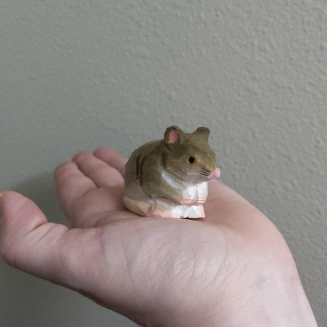 Mouse Wooden Ornament Hanging Figurine | Hand Carved Animal Collectible Décor