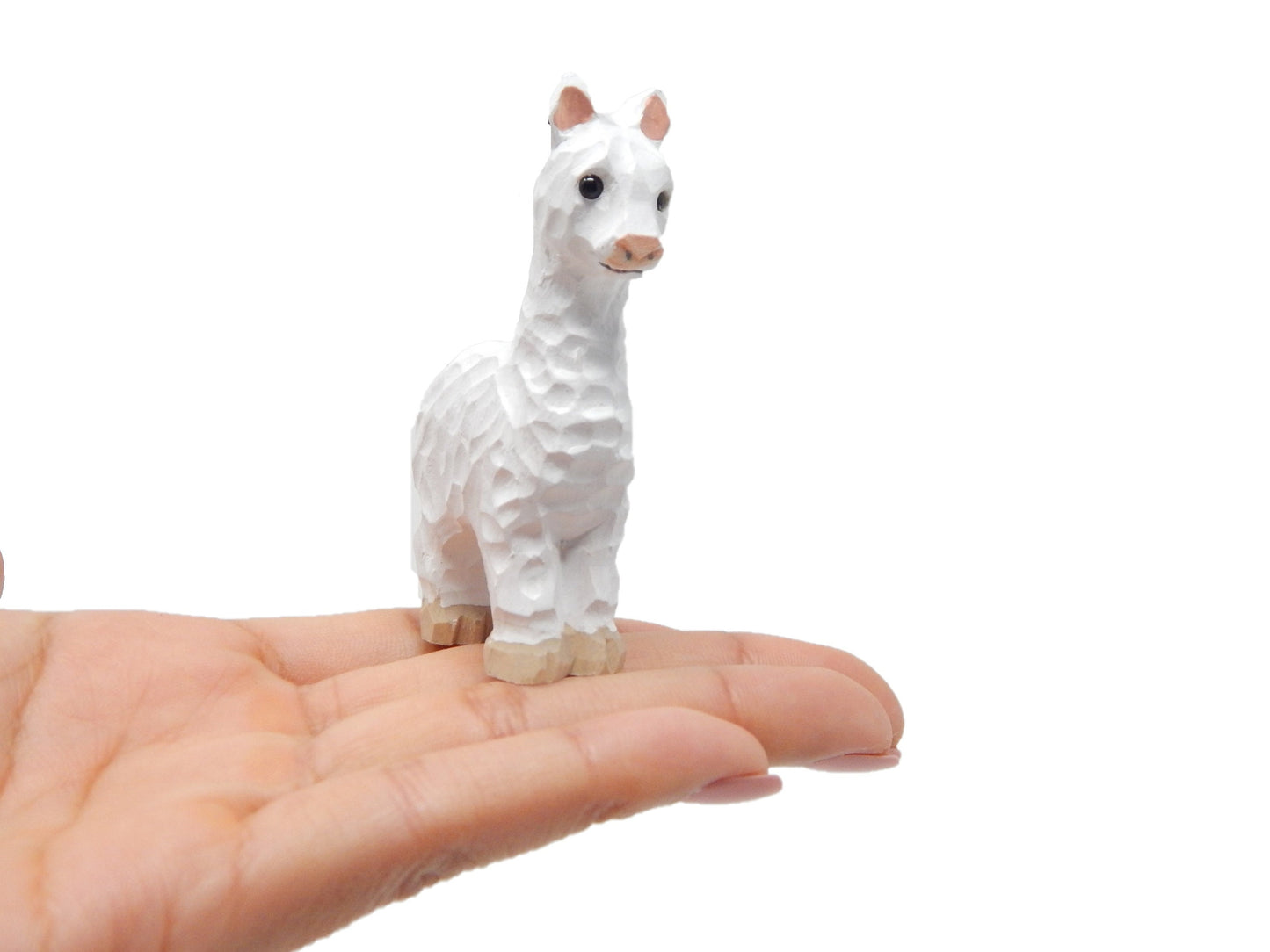 Llama Figurine Statue Alpaca Miniature Small Animal Party Decor Wood Art Sculpture