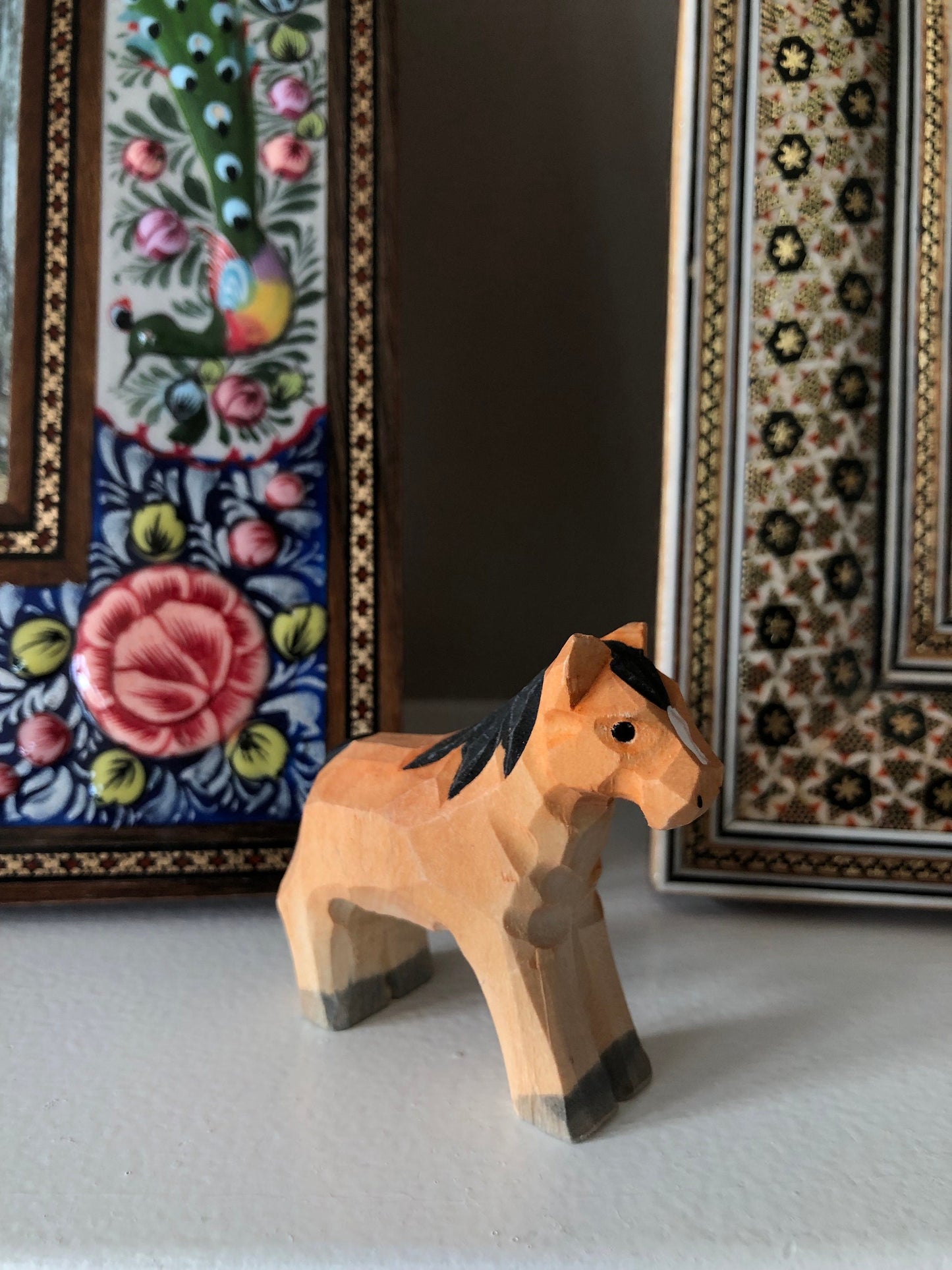 Horse Wood Figurine - Small Farm Animal Pony Gift Handmade Art Carving Decoration Miniature Animals Girl Women