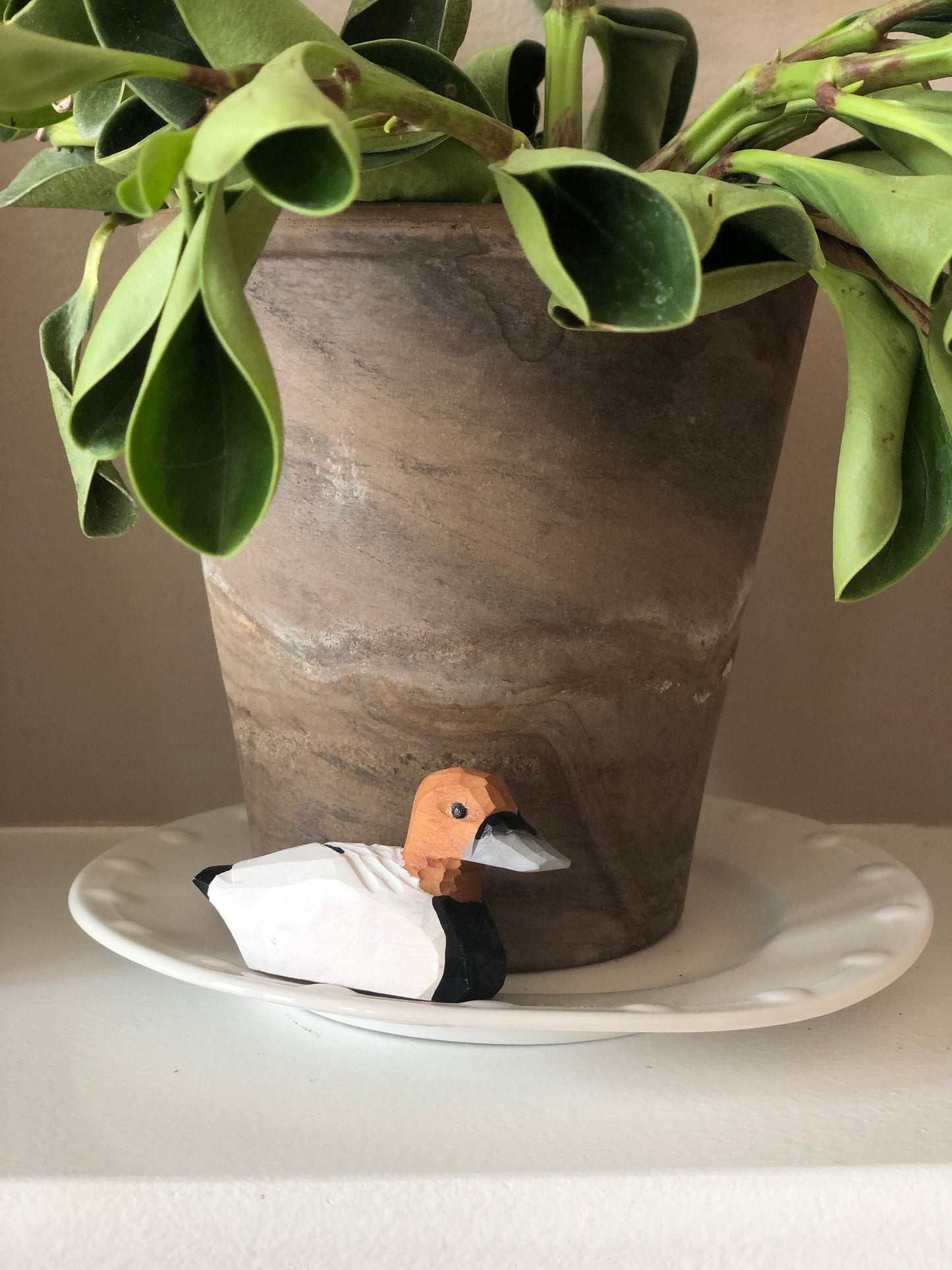 Canvasback Wooden Duck Figurine - Miniature Bird Statue Handmade Carving Home Decor Decoration Decoy Small Animals