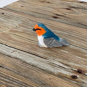 Barn Swallow Bird Figurine Home Decoration Art Statue Blue Miniature Wooden Carved Small Animal