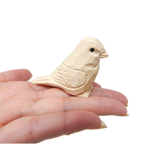 Bird - Small Unfinished DIY Wood Figurine - Decoy Pet, Blank Craft, Hand Carved, Decoration, Miniature Animal