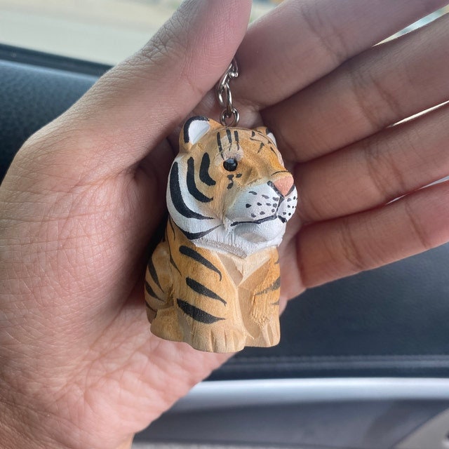 Hand-Carved Wooden Big Horn Ram Keychain – Ring Hook Clip Charm