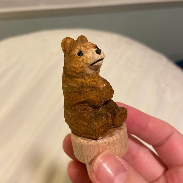 Brown Bear Wine Stopper Handmade Reusable Bottle Plug Saver Cap Sealer Decorative Accessory Grizzly Forest