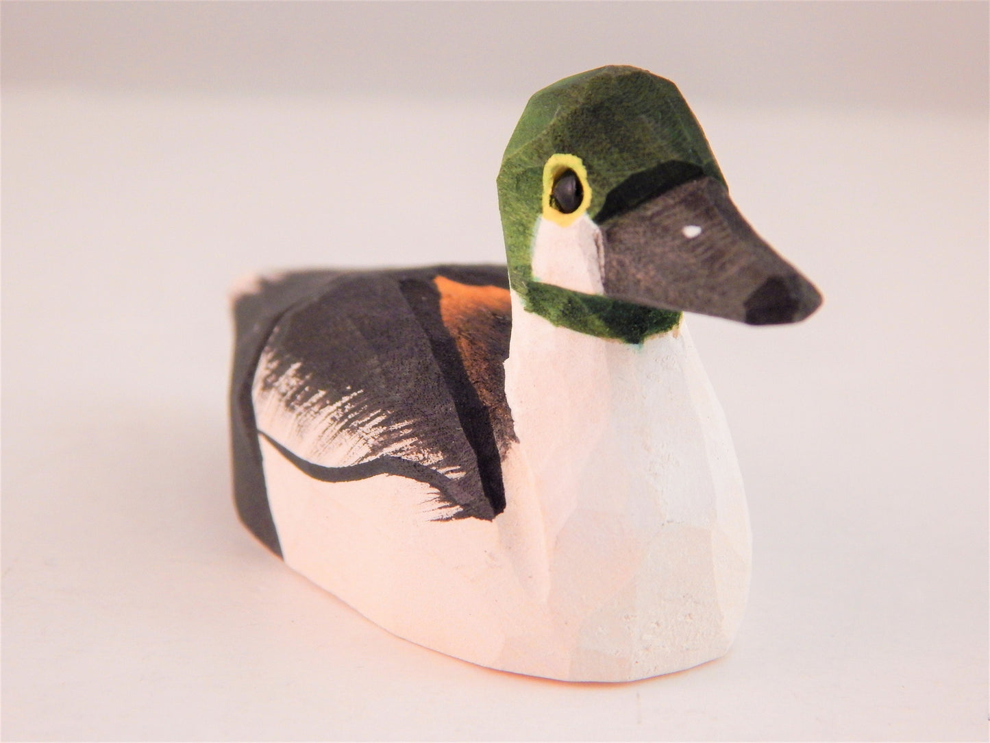 Goldeneye Duck Handmade Keychain Ring Hook Clip Charm Miniature Wood Figurine Small Bird Animal