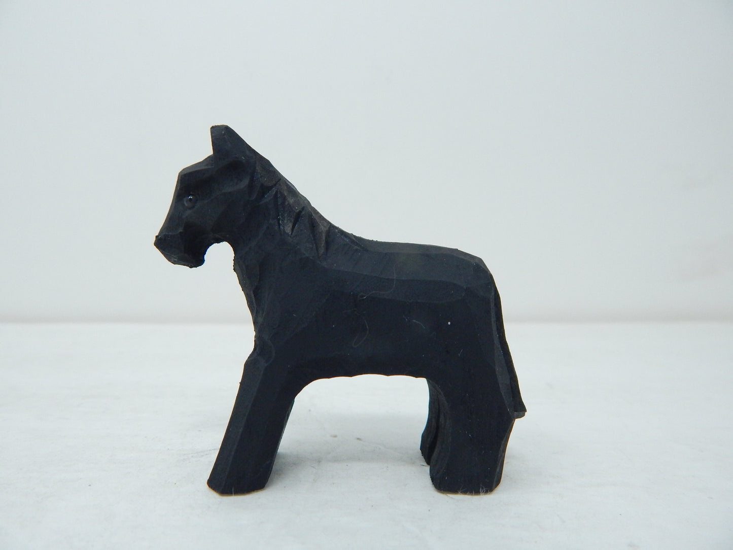 Black Horse Wood Figurine - Small Farm Animal Pony Gift Handmade Art Carving Decoration Miniature Animals Girl Women