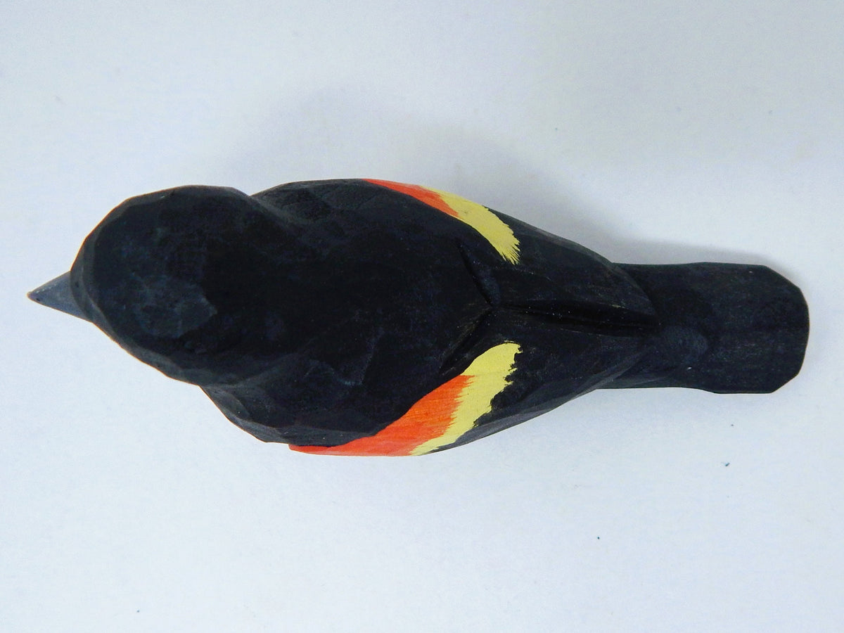 Red-Winged Blackbird Wedding Cake Topper Love Birds Bride Groom Engagement Anniversary Carved Wood Statue