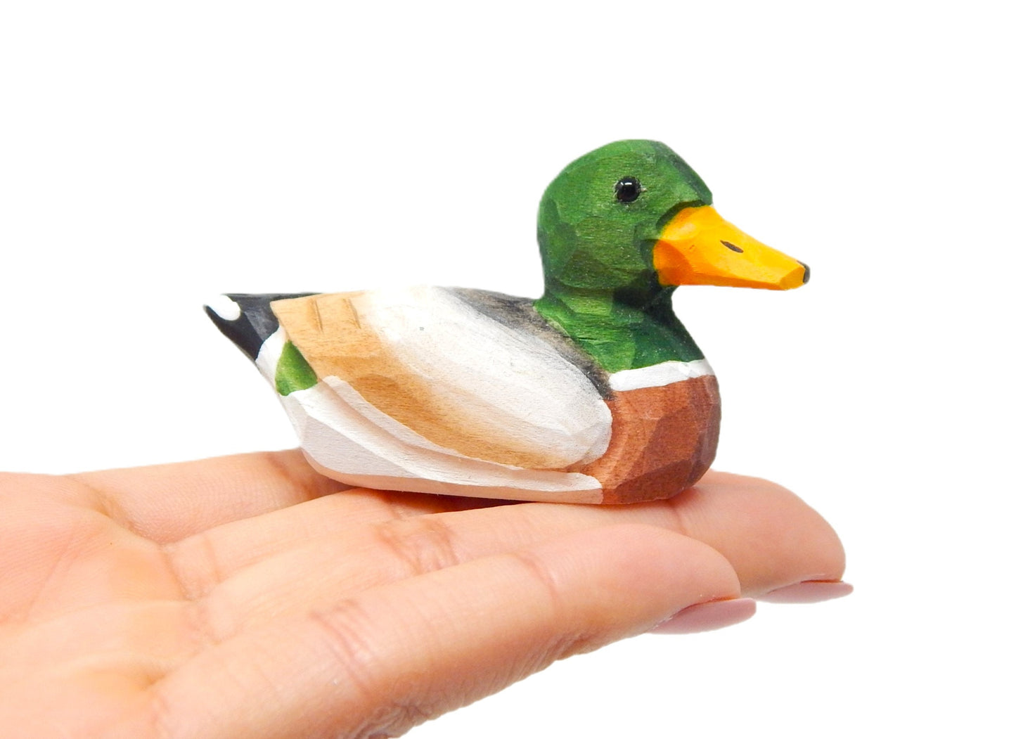 Hand-Carved Wooden Mallard Duck Ornament – Rustic Bird Holiday Decor