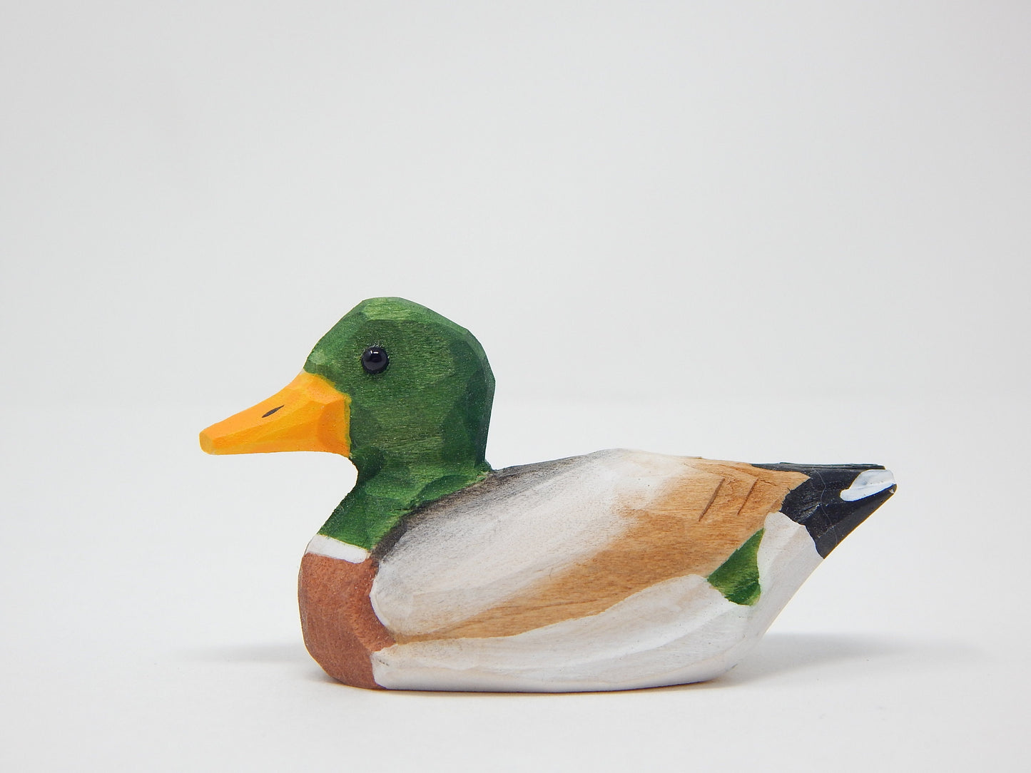 Hand-Carved Wooden Mallard Duck Ornament – Rustic Bird Holiday Decor