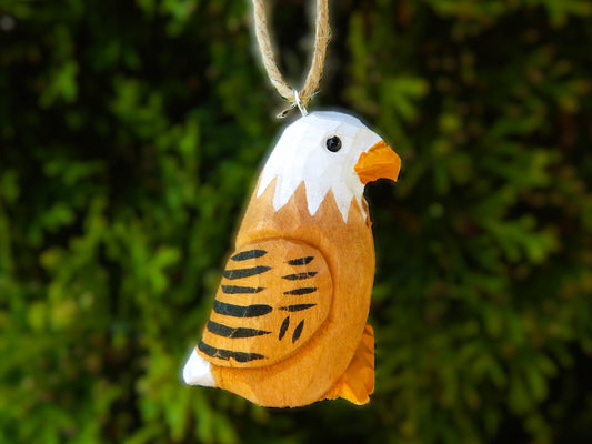 Eagle Ornament Handmade Wooden Hanging Decor Bird Rustic Carving Figurine