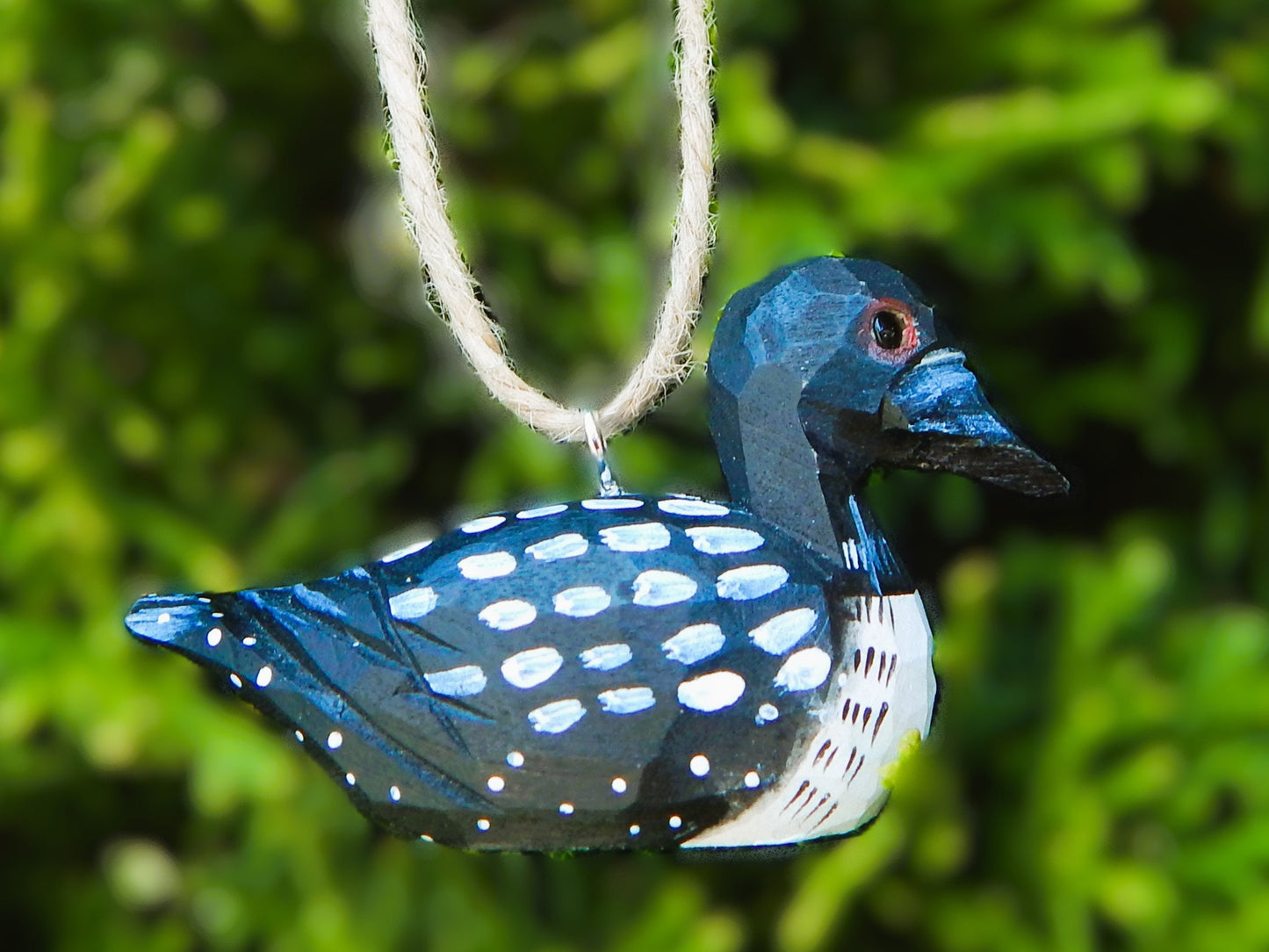Common Loon Duck Wood Ornament Hanging Figurine Handmade Carved Decoration