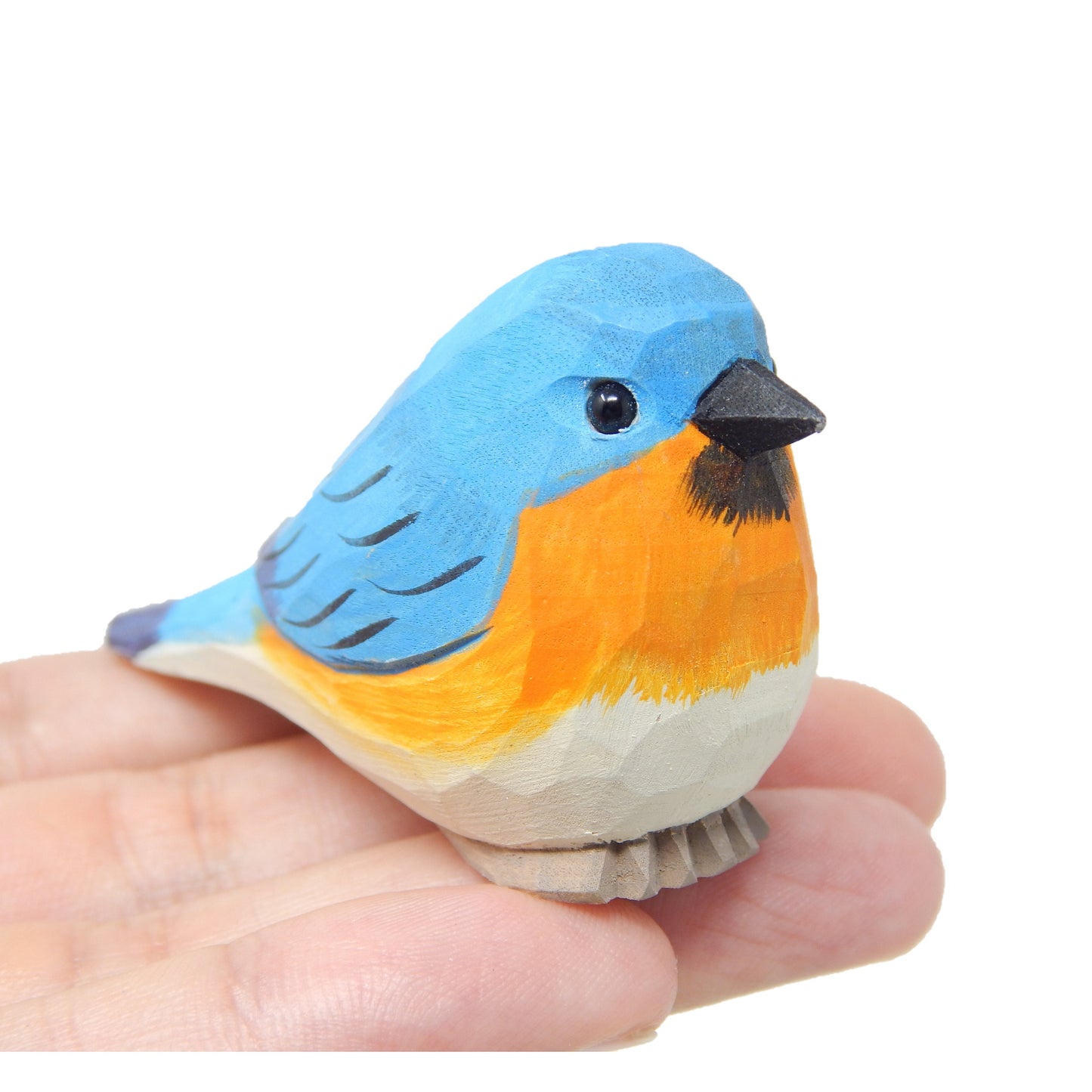 Hand-Carved Wooden Eastern Bluebird Ornament – Rustic Bird Decor