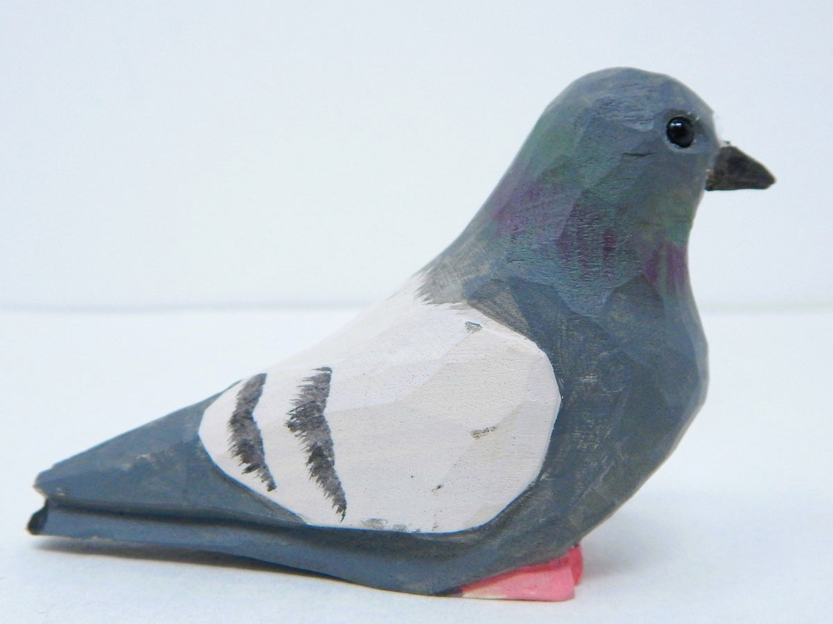 Pigeon Wooden Figurine Set | Hand Carved Love Birds Cake Topper, Rustic Decor