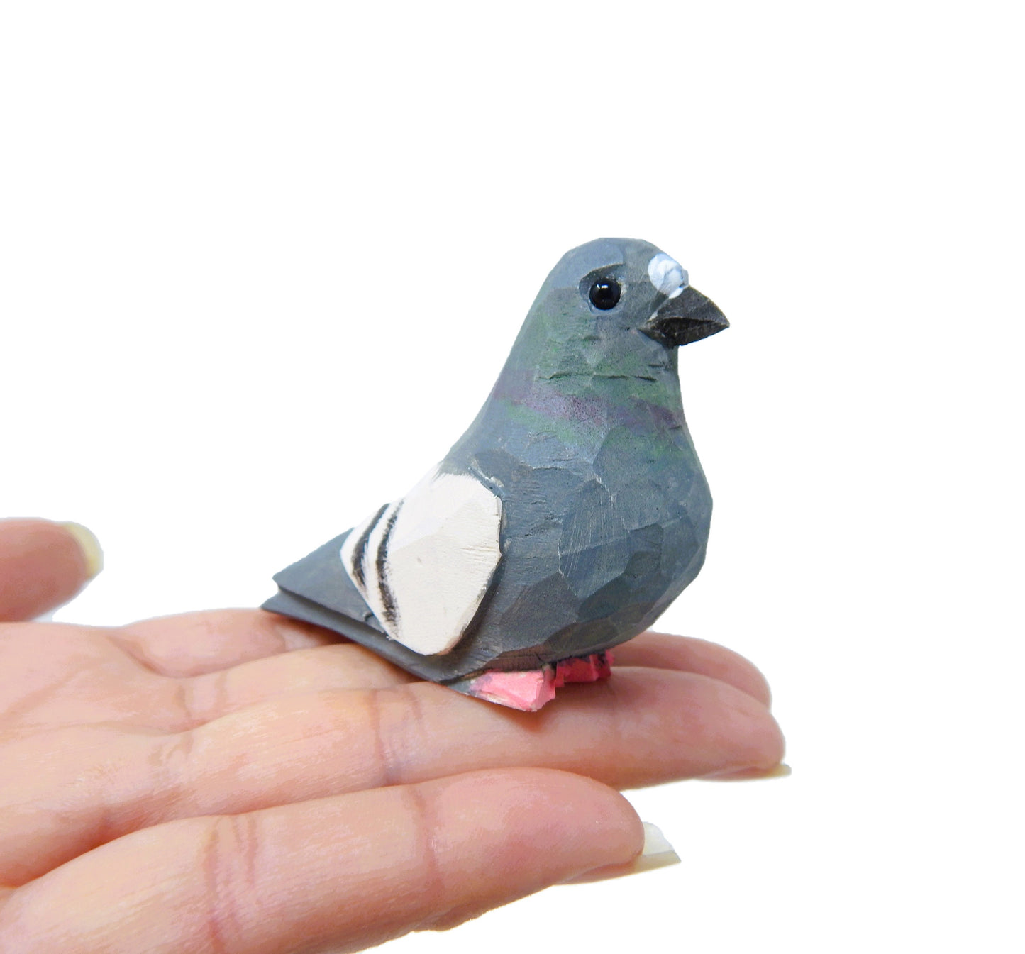 Pigeon Wooden Figurine Set | Hand Carved Love Birds Cake Topper, Rustic Decor