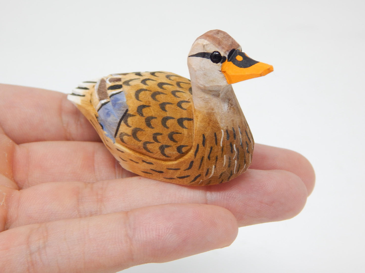 Hand-Carved Wooden Female Mallard Duck Ornament – Rustic Bird Decor
