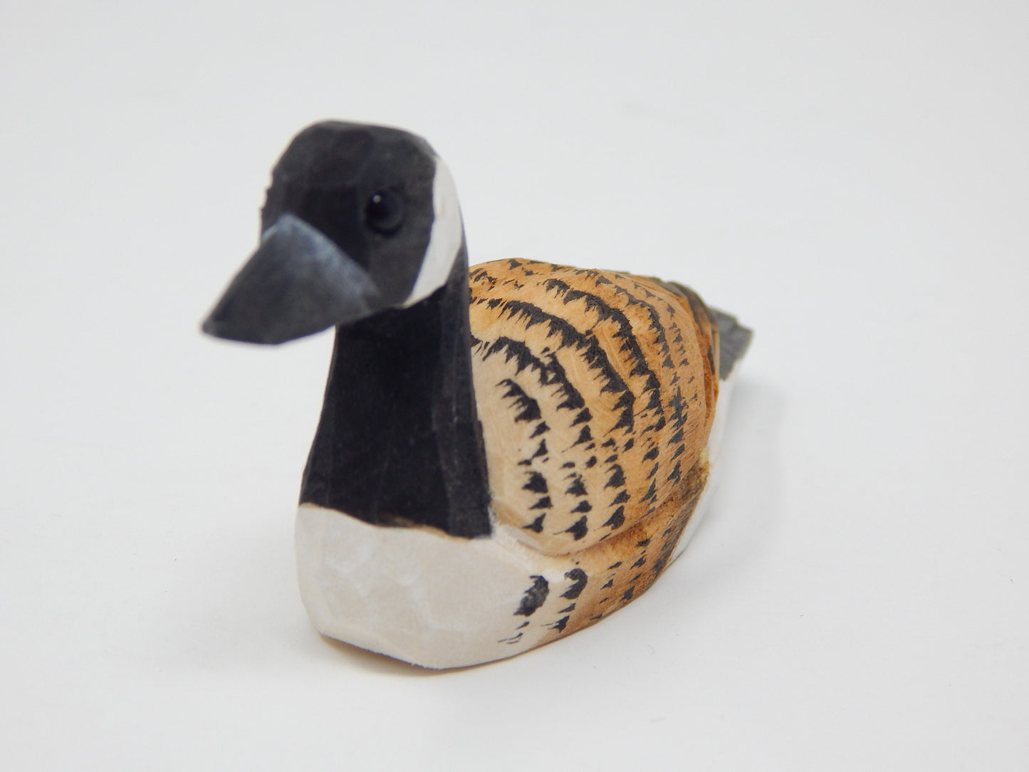 Hand-Carved Canada Goose Ornament: Miniature Wooden Hanging Bird Figurine Decor