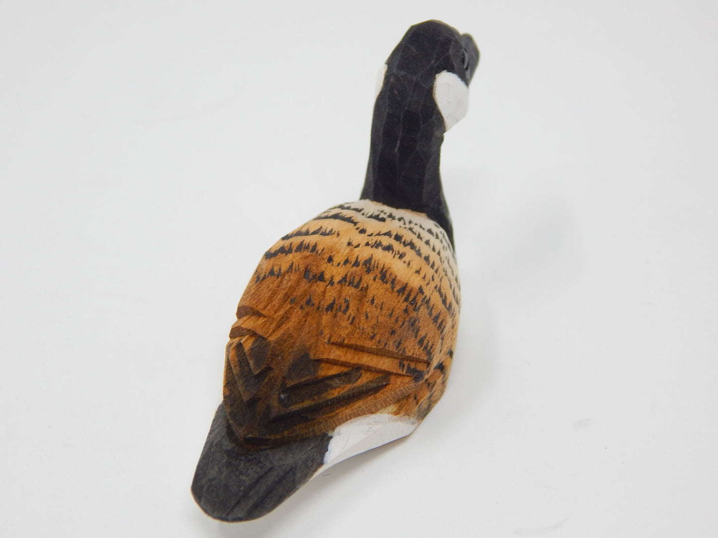Hand-Carved Canada Goose Ornament: Miniature Wooden Hanging Bird Figurine Decor