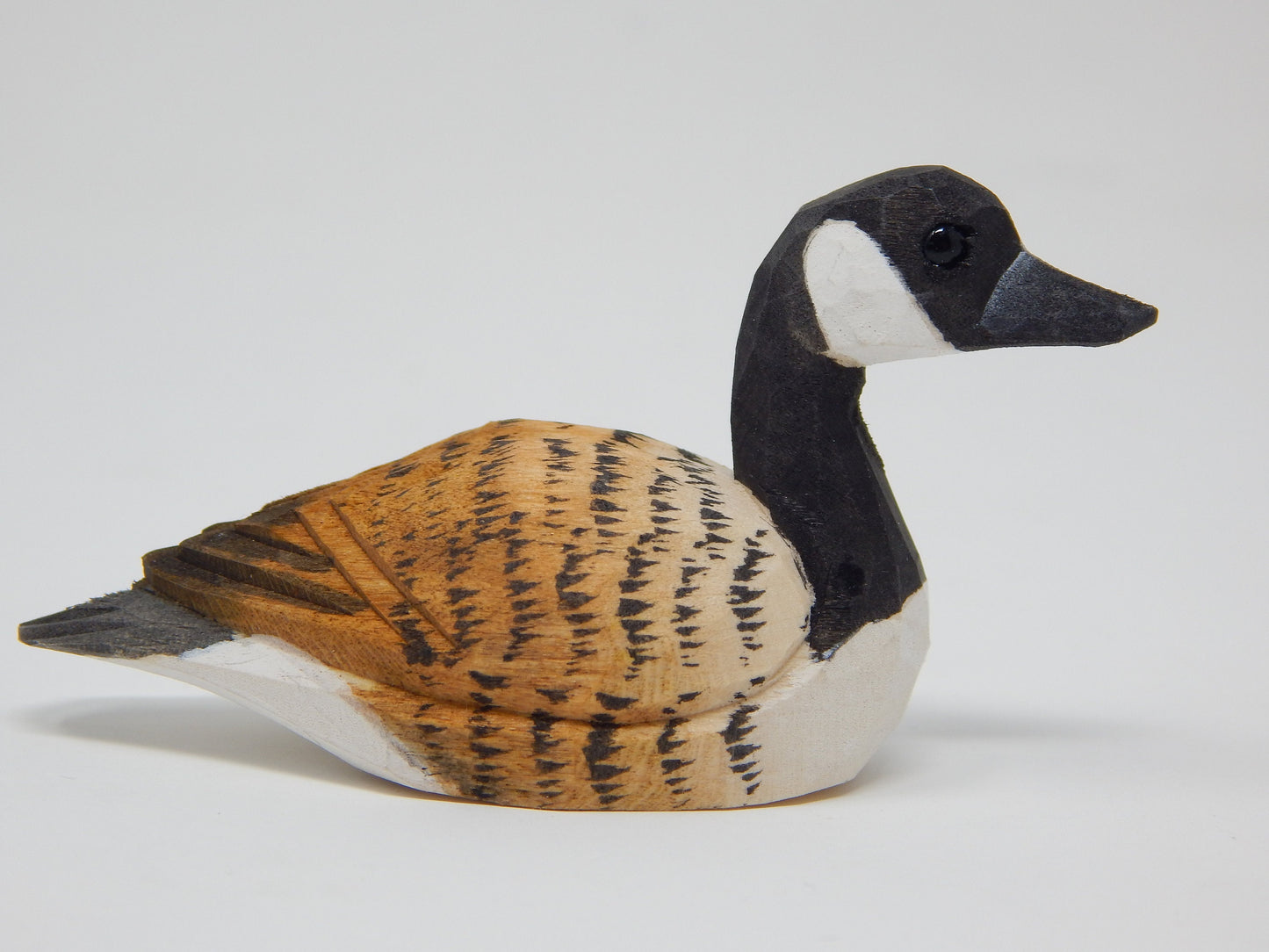 Hand-Carved Canada Goose Ornament: Miniature Wooden Hanging Bird Figurine Decor