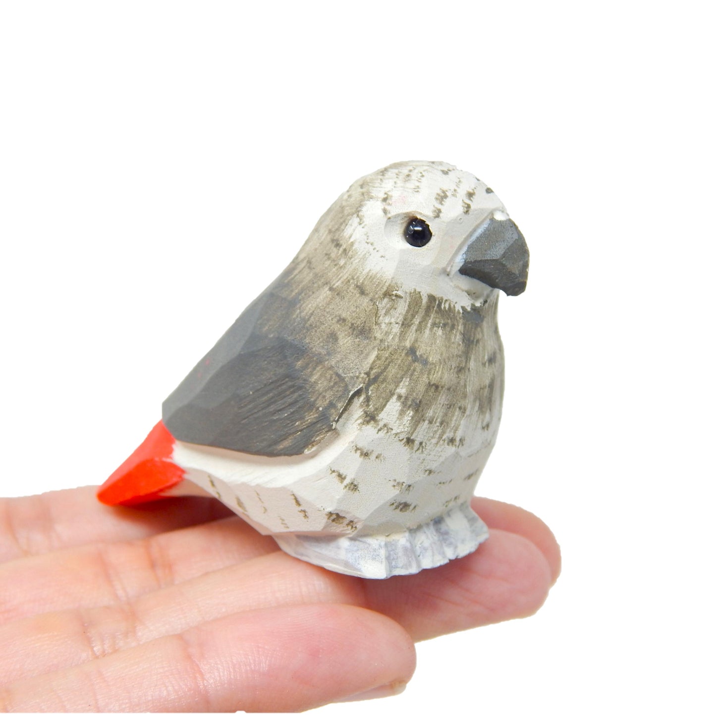 Hand-Carved African Grey Parrot Ornament - Handmade Rustic Hanging Decor