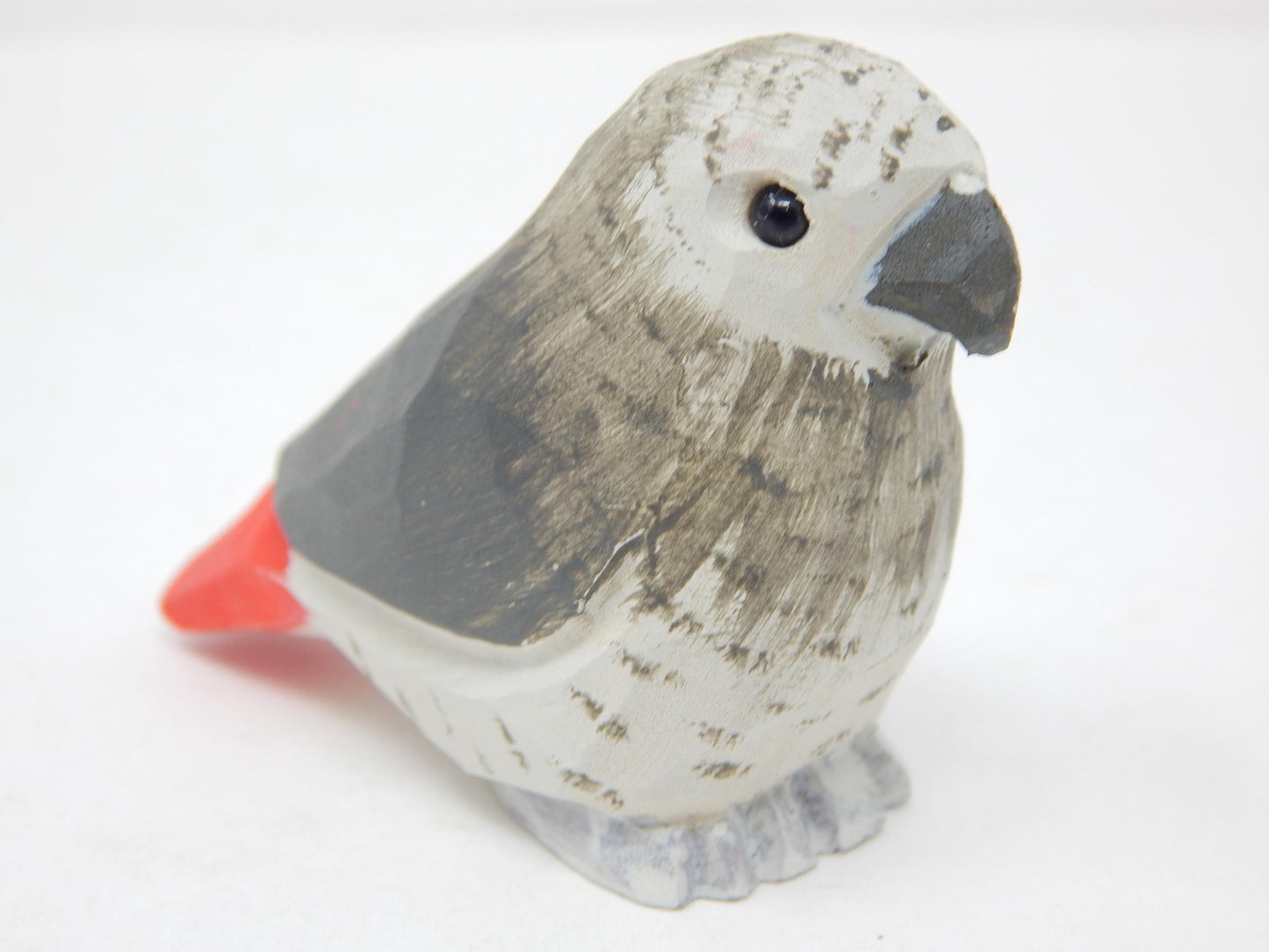 Hand-Carved African Grey Parrot Ornament - Handmade Rustic Hanging Decor