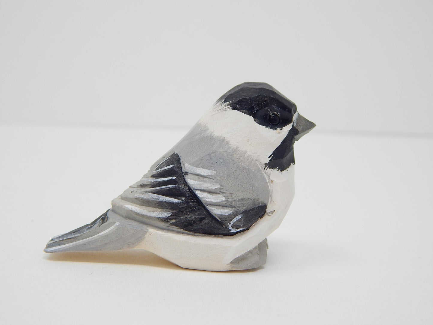 Hand-Carved Wooden Chickadee Ornament – Rustic Bird Hanging Decor