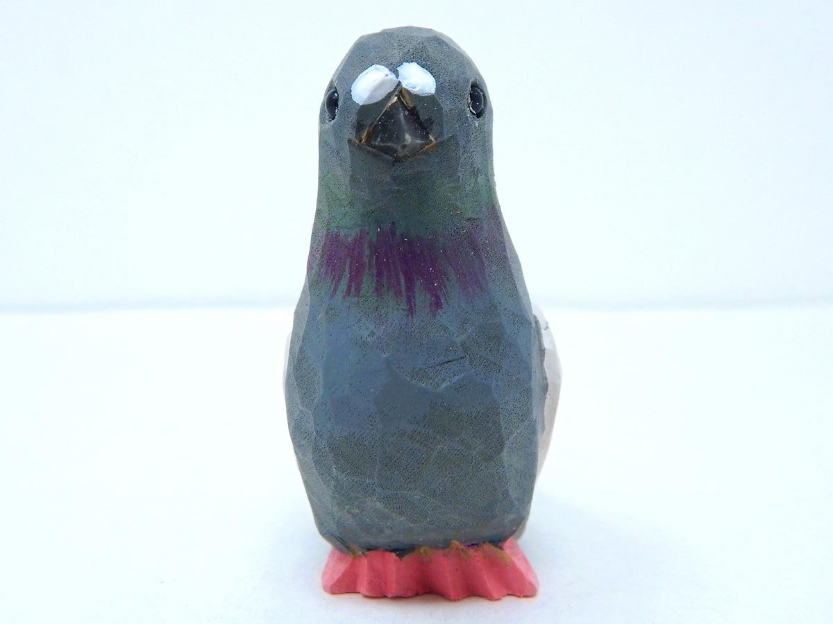 Hand-Carved Wooden Pigeon Ornament – Miniature Rustic Bird Hanging Figurine
