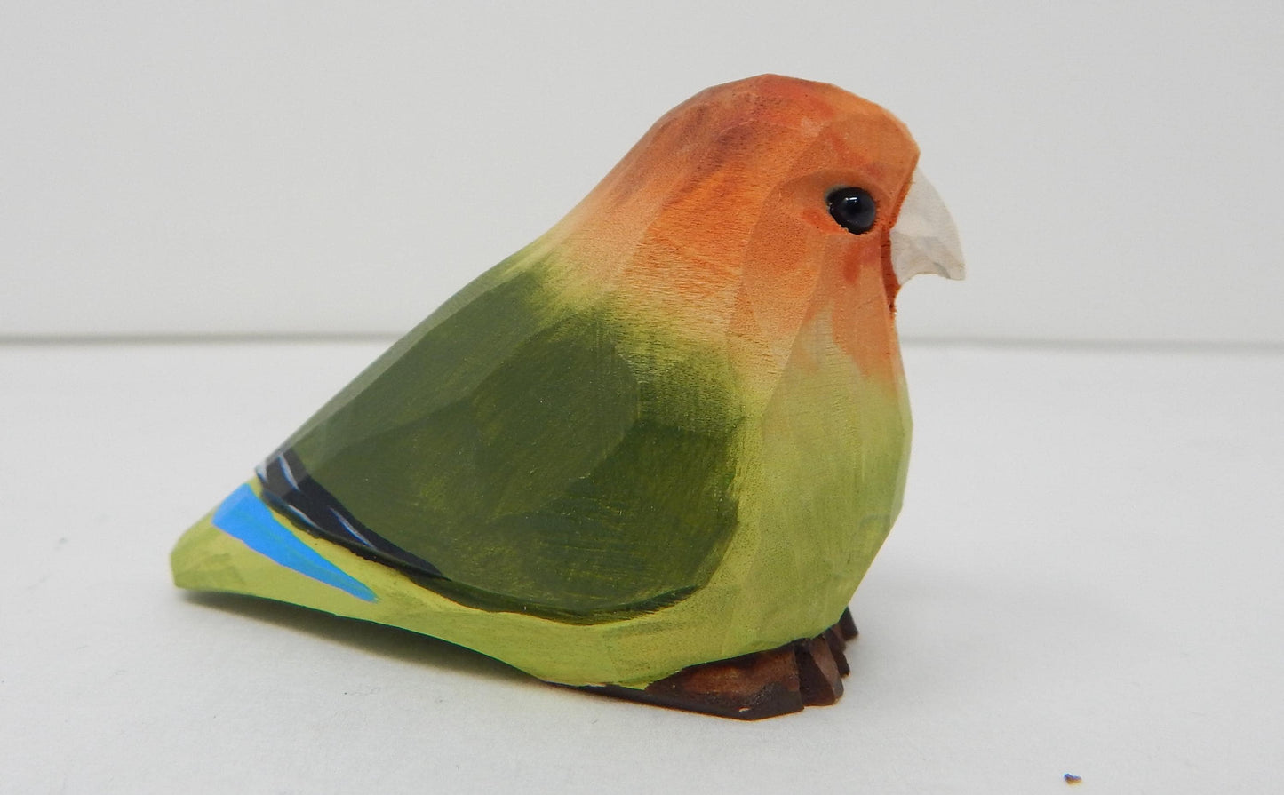 Lovebird Wood Ornament Parrot Bird Hanging Figurine Handmade Carved Decoration