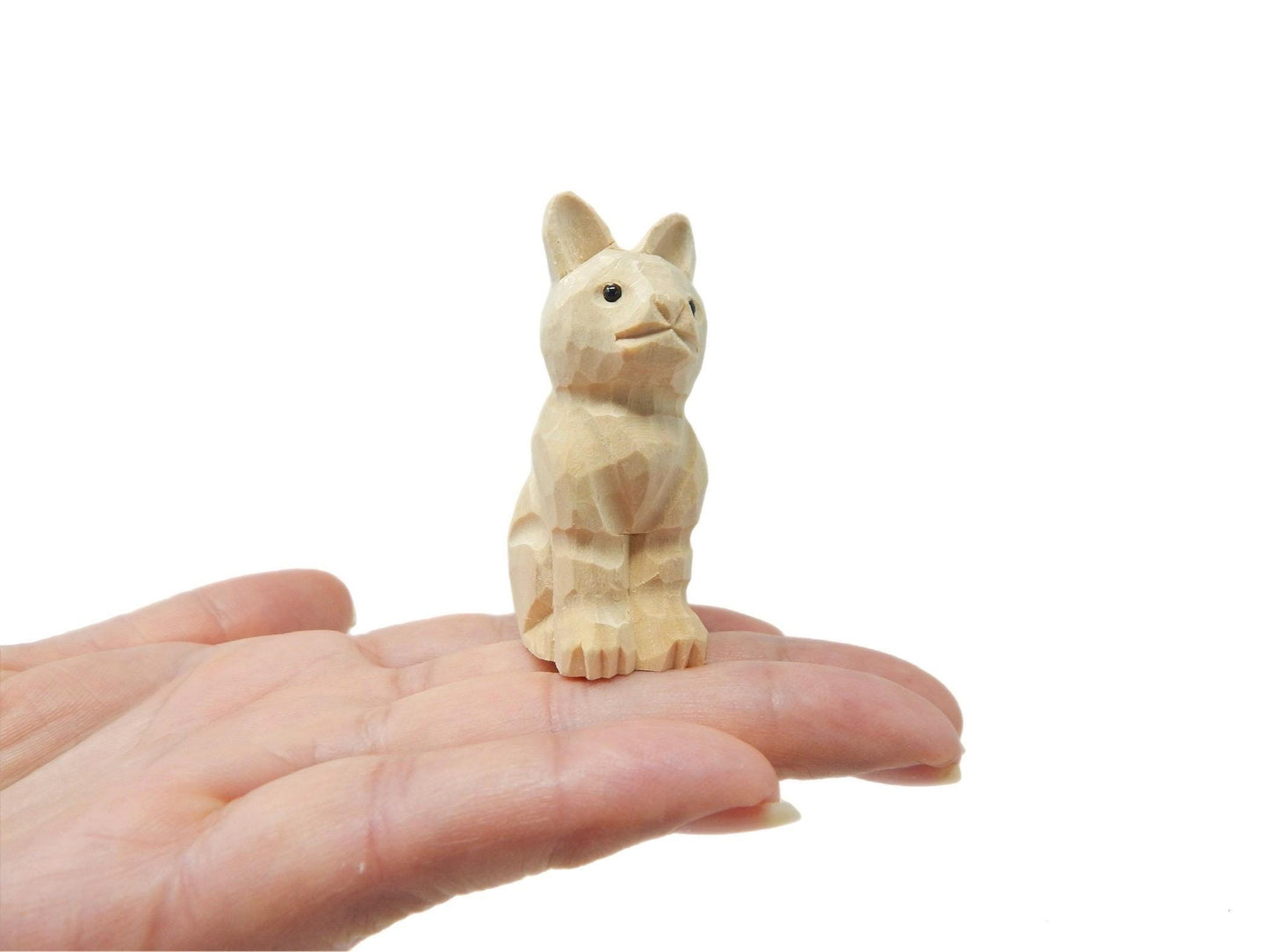 Hand-Carved DIY Unfished Wooden Cat Ornament: Miniature Kitten Figurine Decor