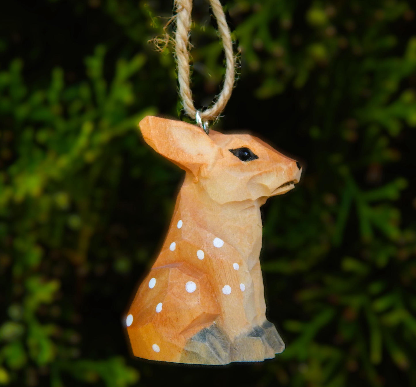 Deer Ornament Handmade Wooden Reindeer Hanging Decor Rustic Carving Cabin Figurine