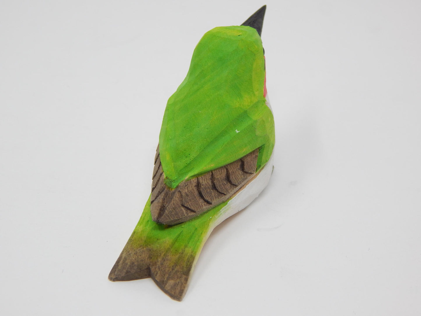 Hand-Carved Wooden Hummingbird Ornament: Miniature Ruby-Throated Bird Hanging Decor