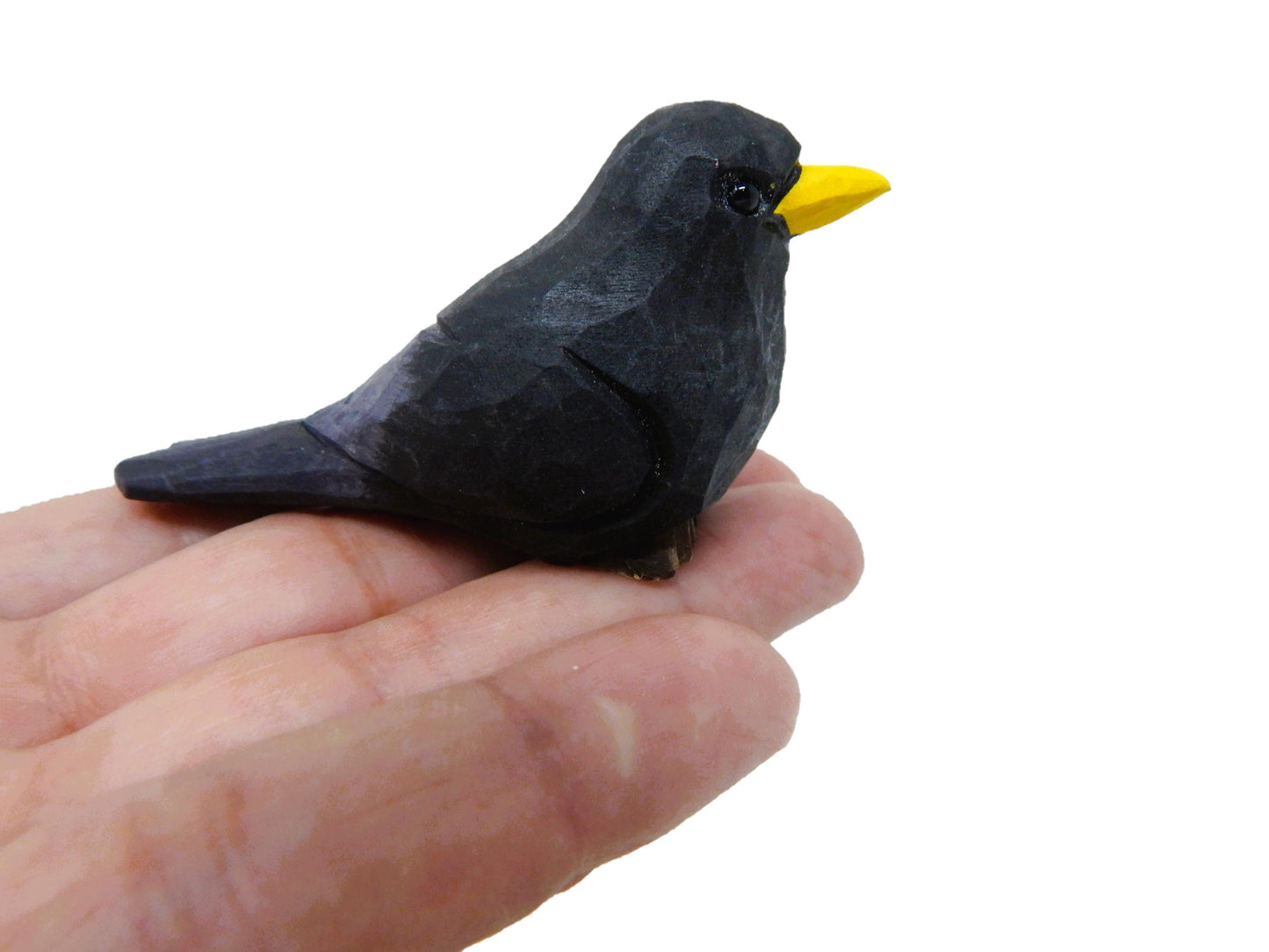 Blackbird Ornament Handmade Wooden Hanging Decor Starling Bird Rustic Carving Figurine