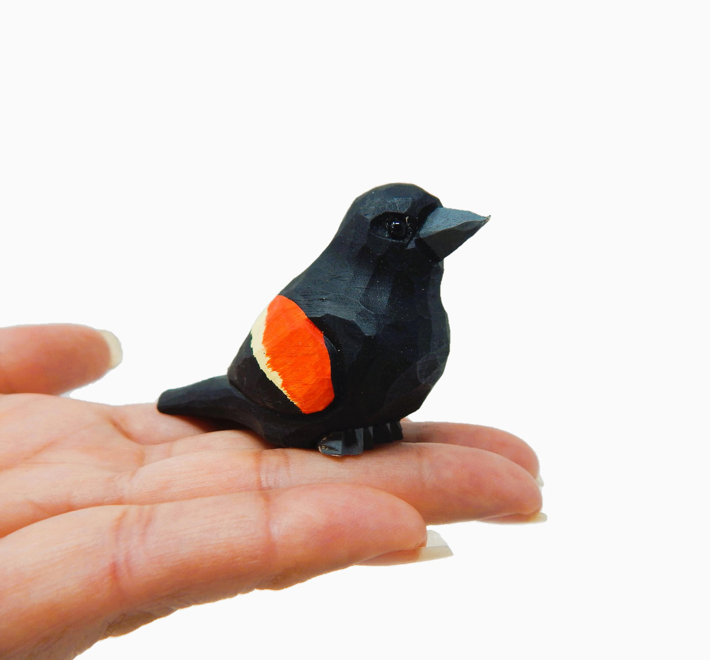 Red-Winged Blackbird Ornament Handmade Wooden Hanging Decor Bird Rustic Carving Figurine