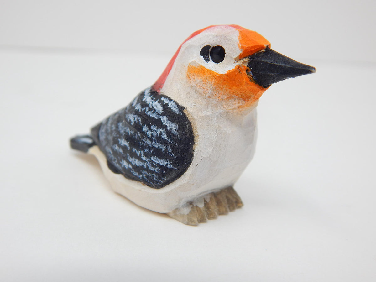 Hand-Carved Wooden Red-Bellied Woodpecker Ornament – Rustic Bird Decor
