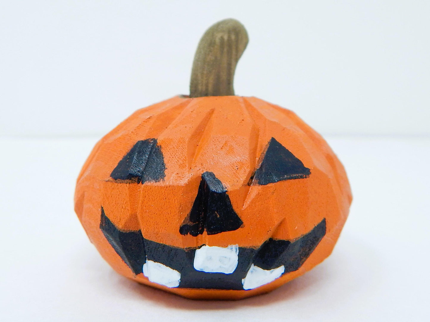 Hand-Carved Wooden Jack-O’-Lantern – Wooden Mini Pumpkin Halloween Fall Decor