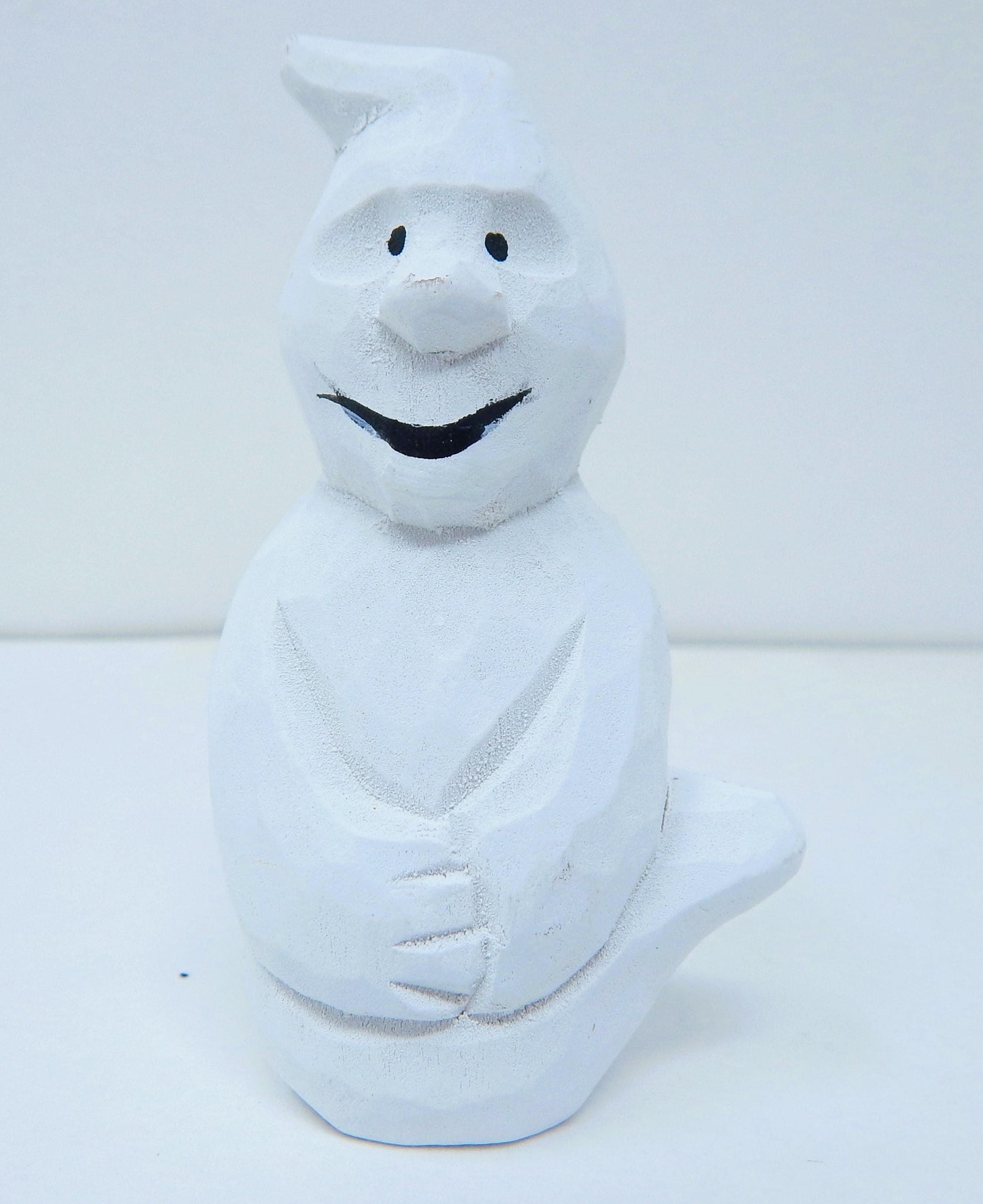 Handmade Wooden White Ghost Figurine: Miniature Spooky Halloween Sculpture
