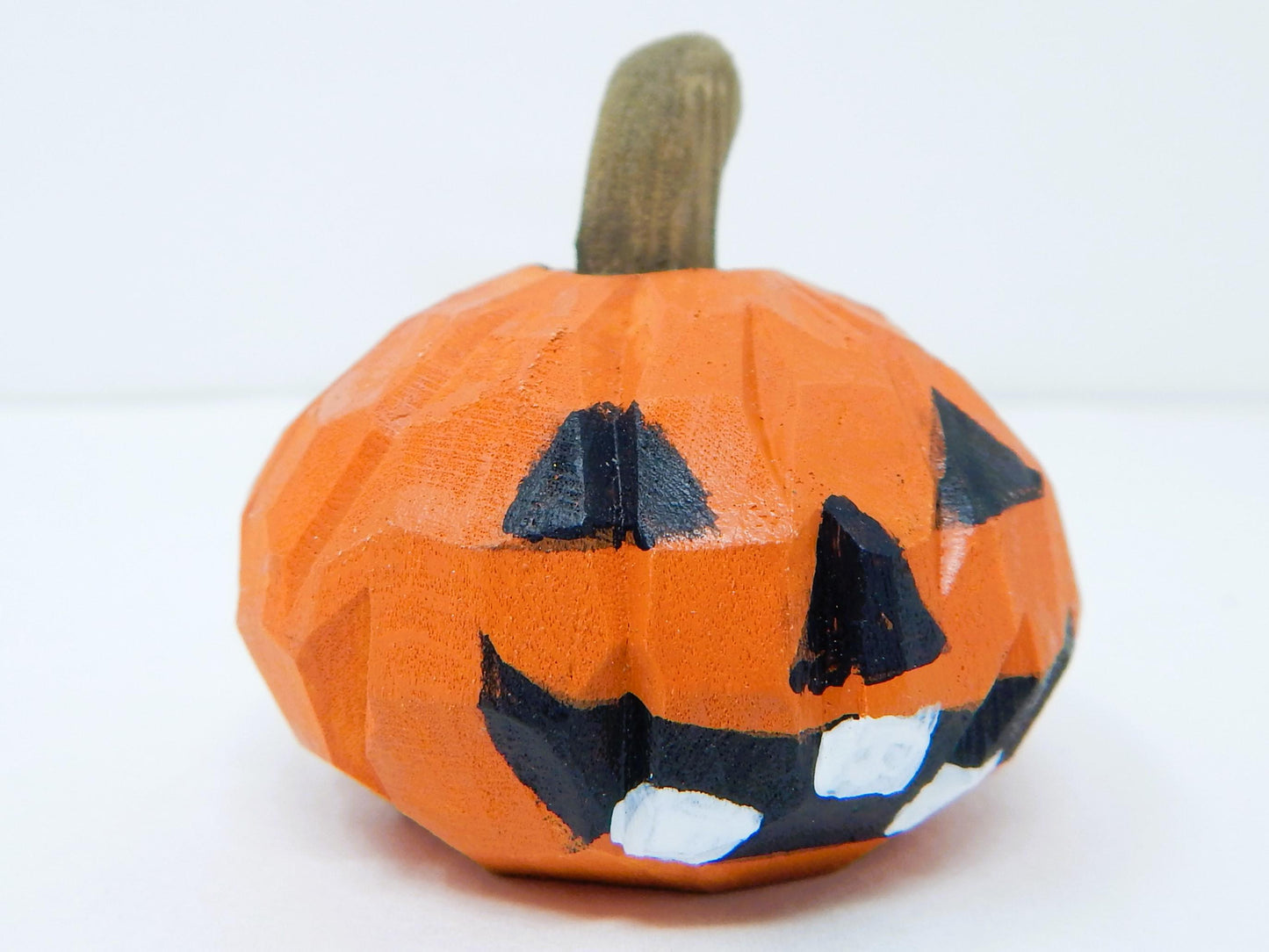 Hand-Carved Wooden Jack-O’-Lantern – Wooden Mini Pumpkin Halloween Fall Decor