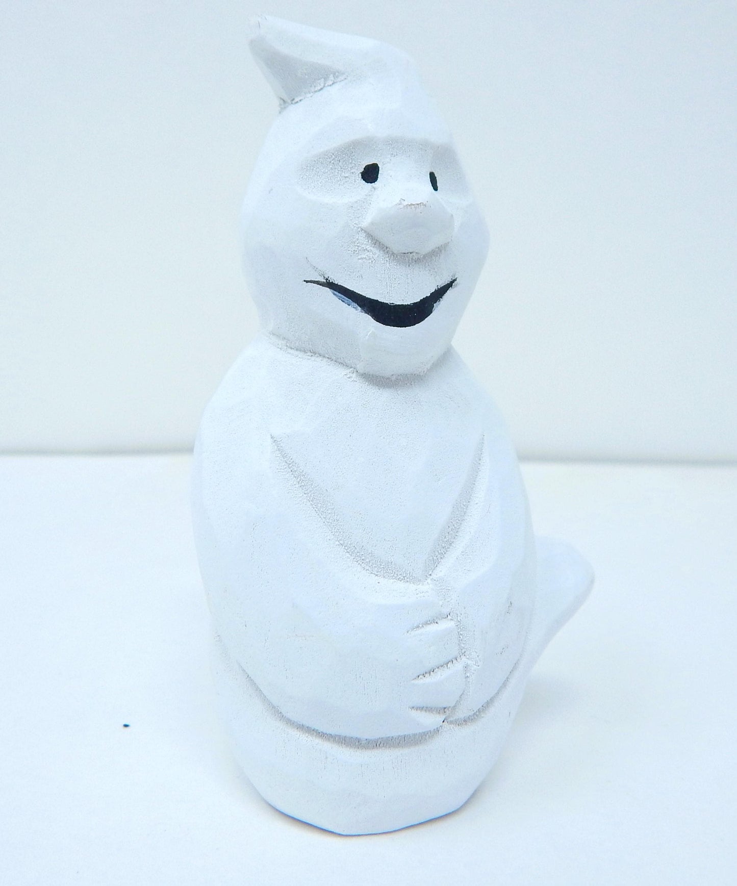Handmade Wooden White Ghost Figurine: Miniature Spooky Halloween Sculpture