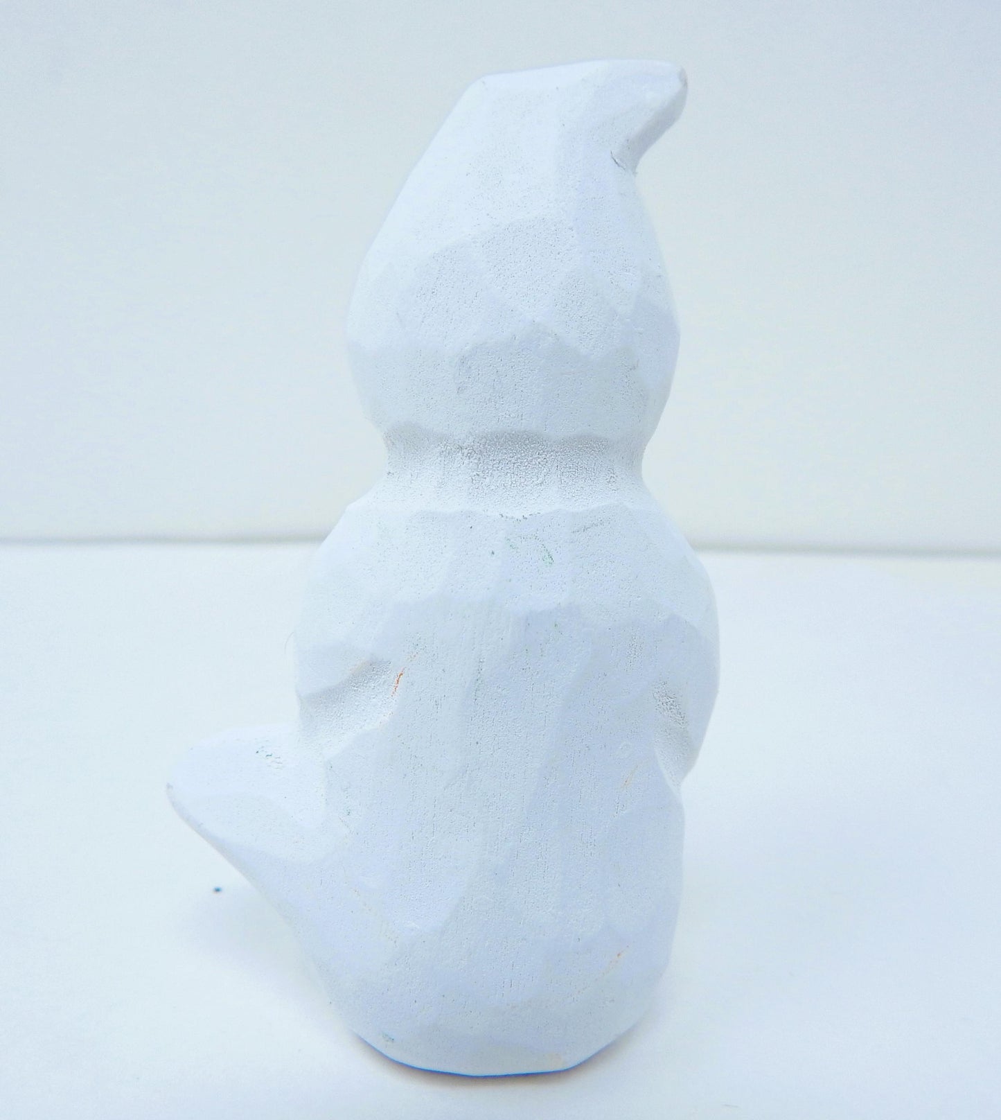 Handmade Wooden White Ghost Figurine: Miniature Spooky Halloween Sculpture