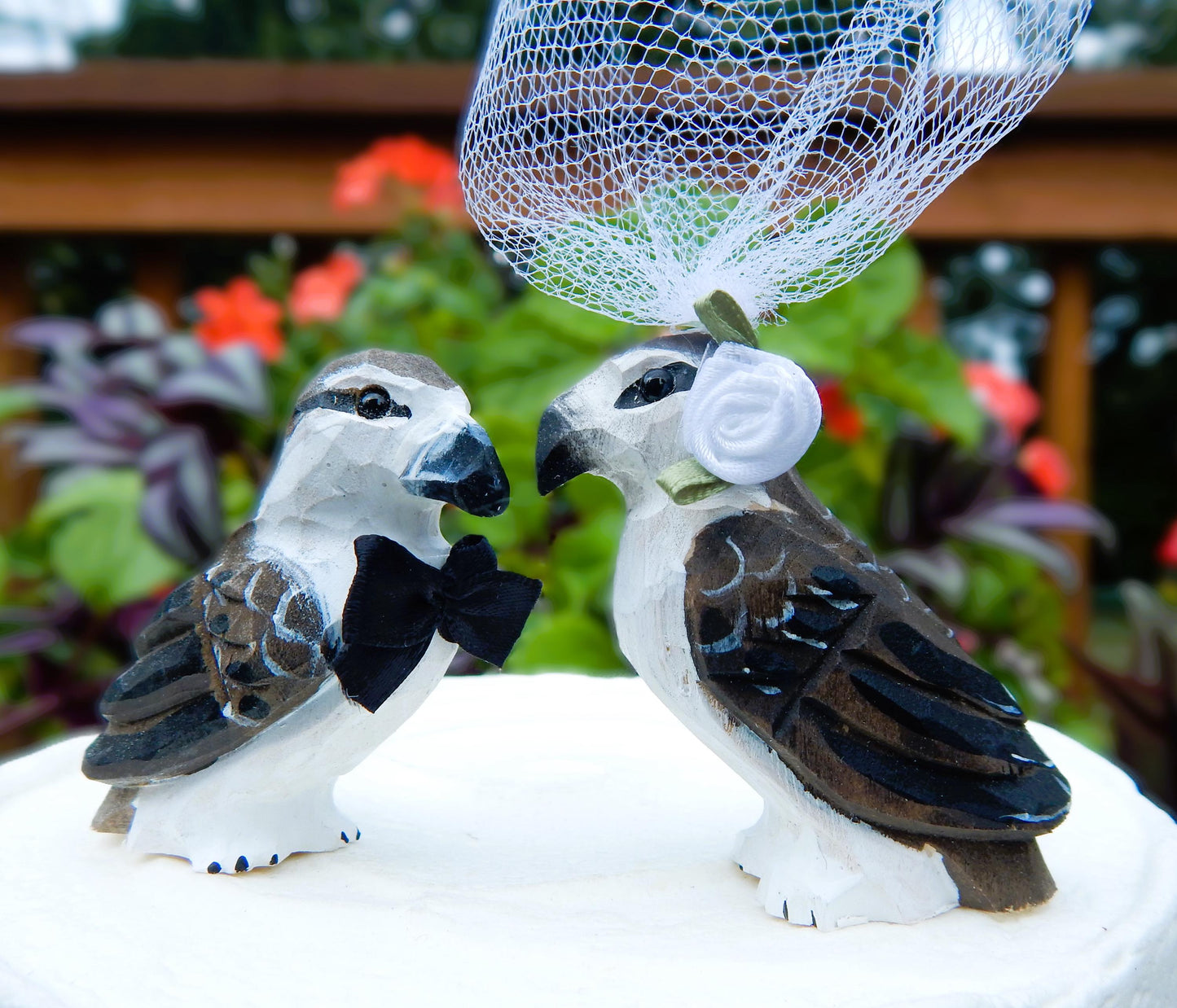 Osprey Wedding Cake Topper Love Birds Bride Groom Engagement Anniversary Carved Wood Statue