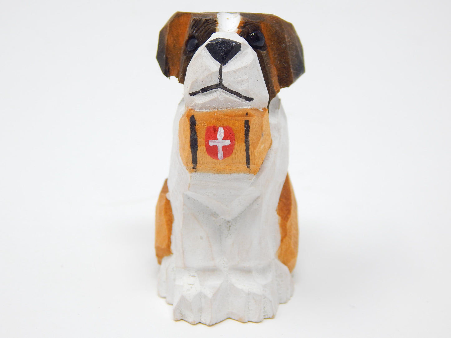 Bernard Dog Wood Ornament Hanging Figurine Handmade Carved Decoration
