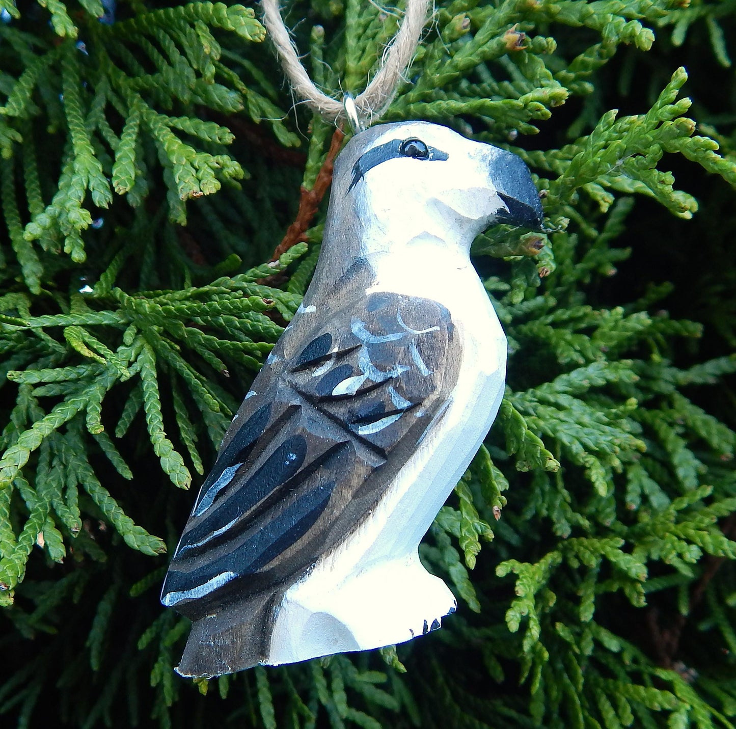 Osprey Ornament Handmade Wooden Hanging Decor Sea Hawk Bird Rustic Carving Figurine