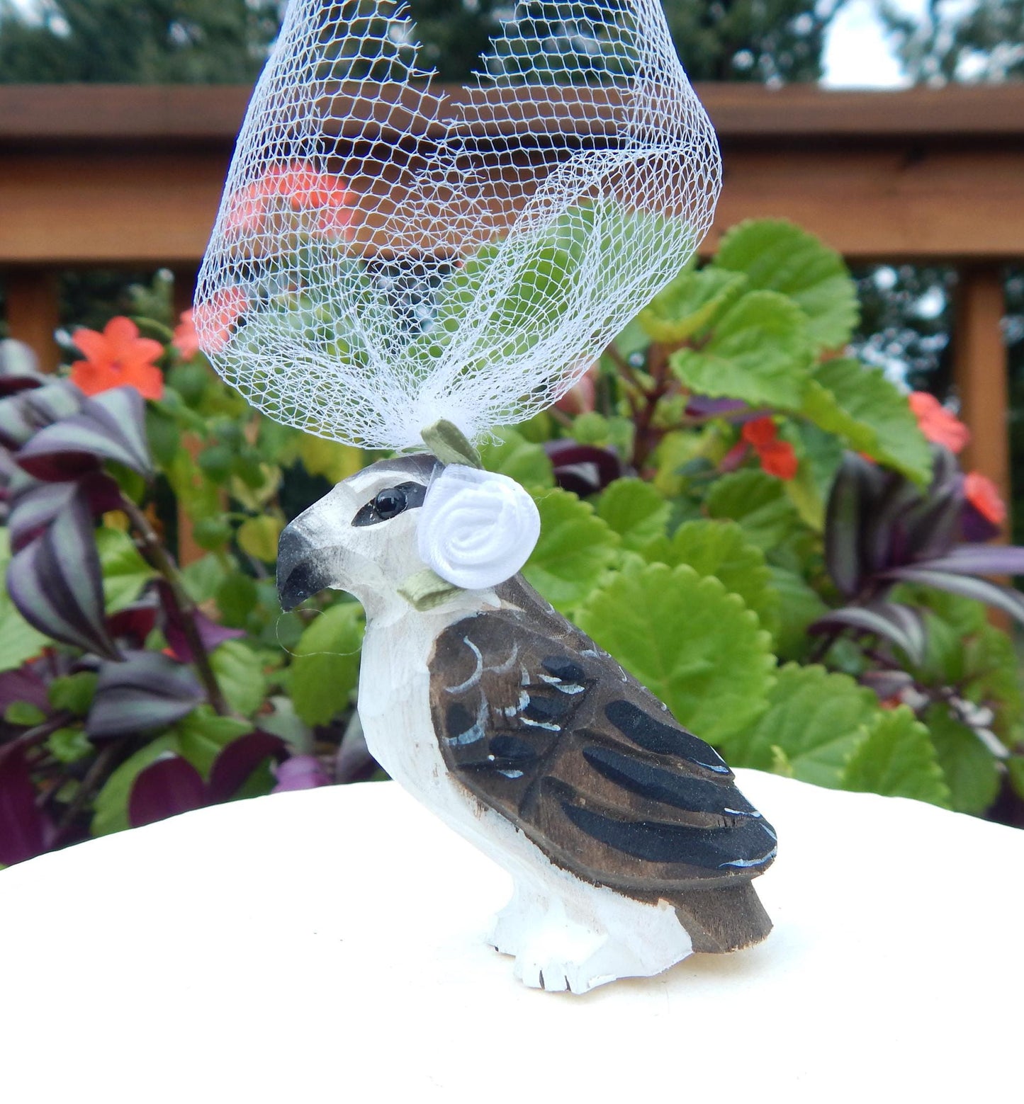 Osprey Wedding Cake Topper Love Birds Bride Groom Engagement Anniversary Carved Wood Statue