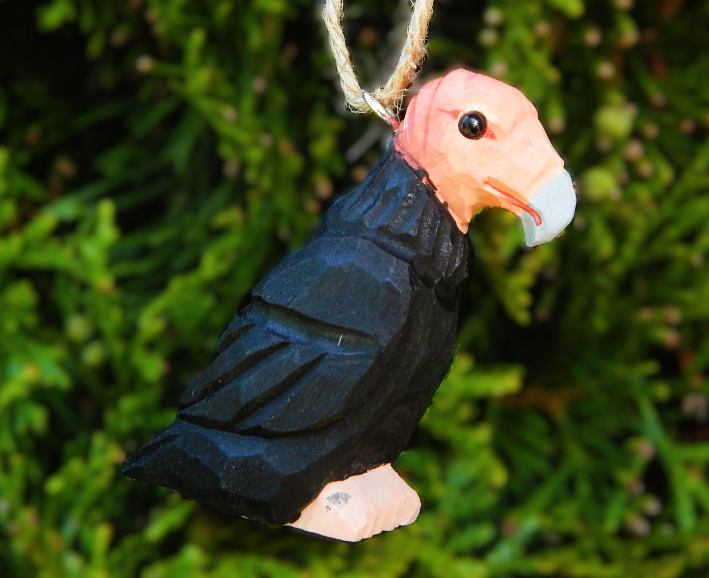 Condor Handmade Wooden Ornament: Miniature Rustic Hanging Carved Figurine