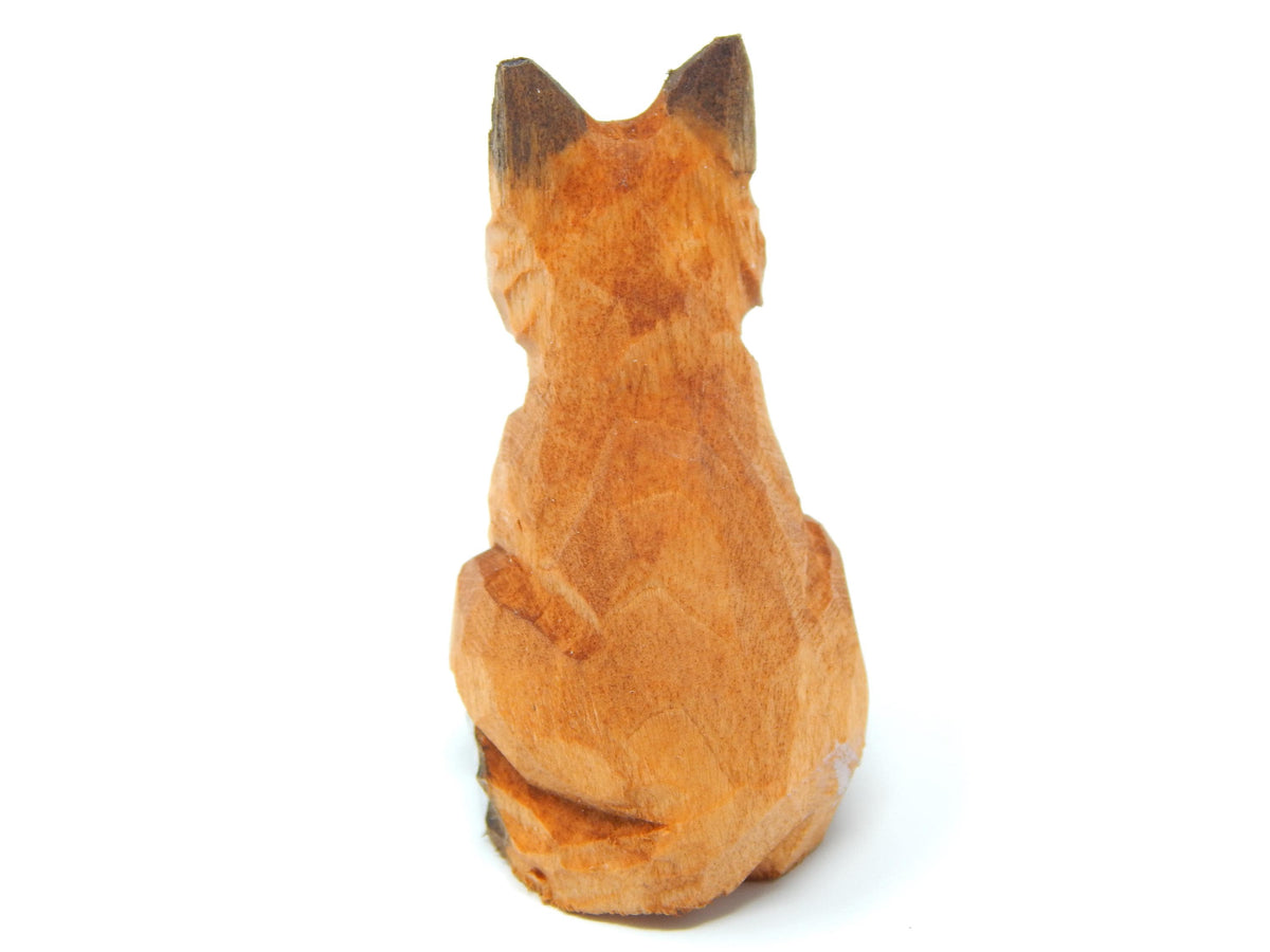 Fox Ornament Wood Hanging Figurine Holiday Cabin Decor Handmade Carving Small Animal