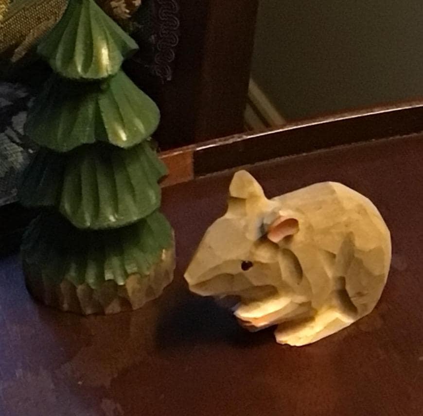 Mouse Wooden Ornament Hanging Figurine | Hand Carved Animal Collectible Décor